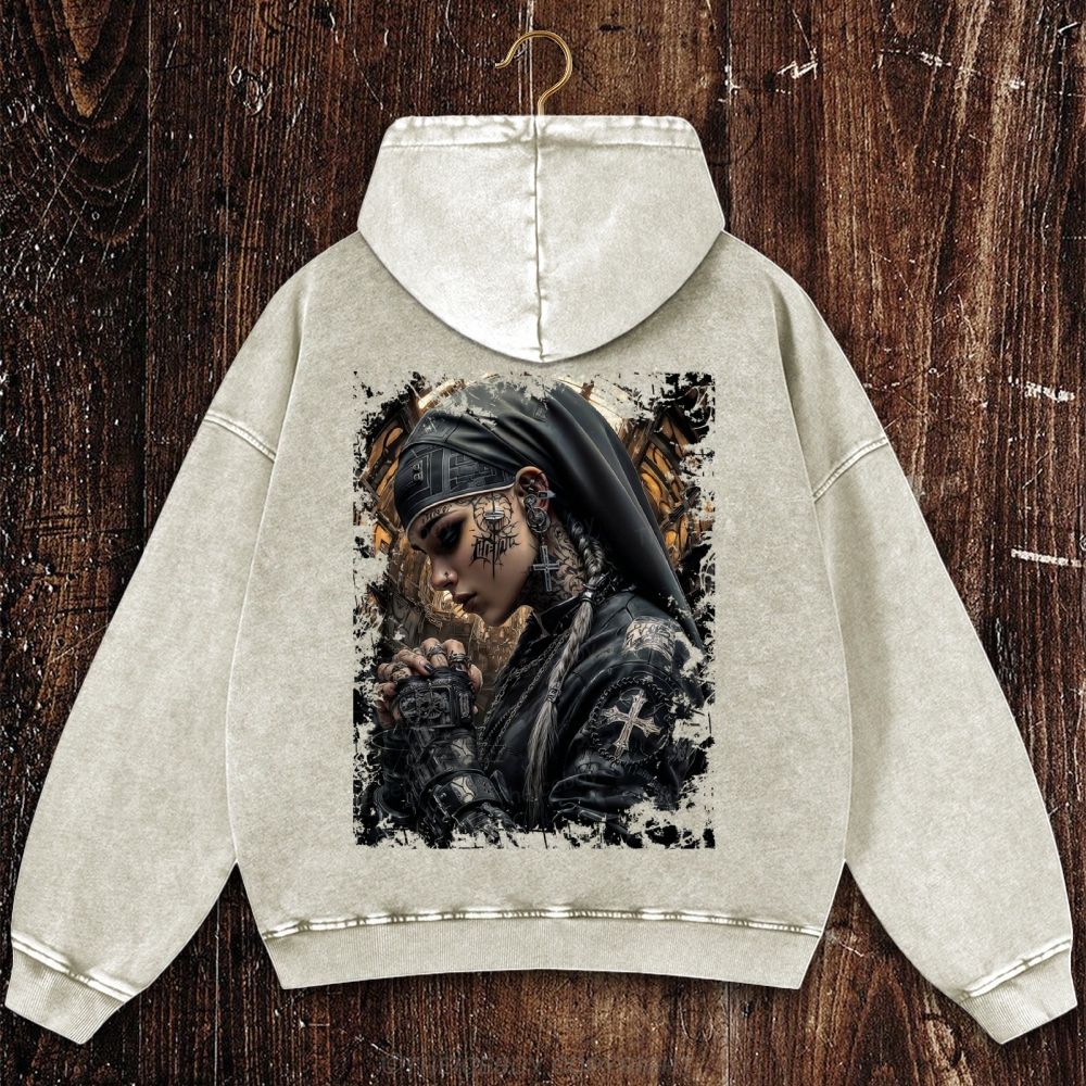 Chrome Cross Christian Washed Hoodie