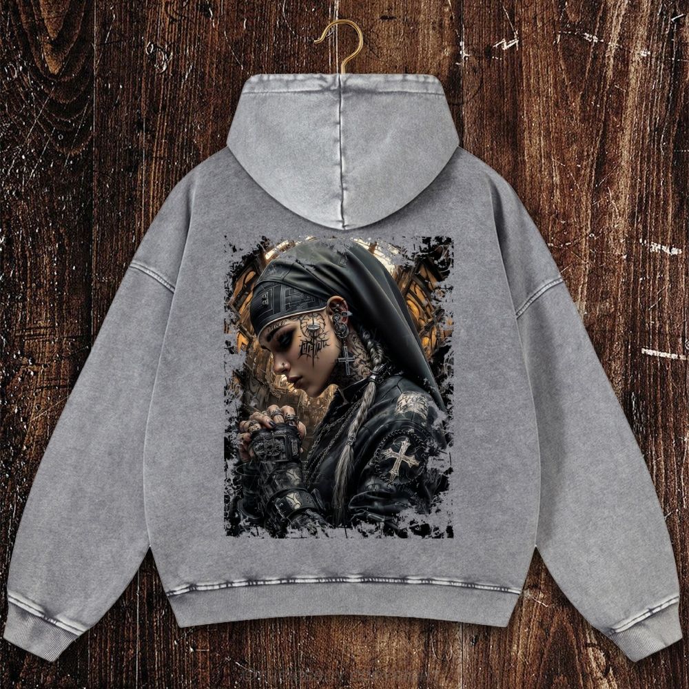 Chrome Cross Christian Washed Hoodie