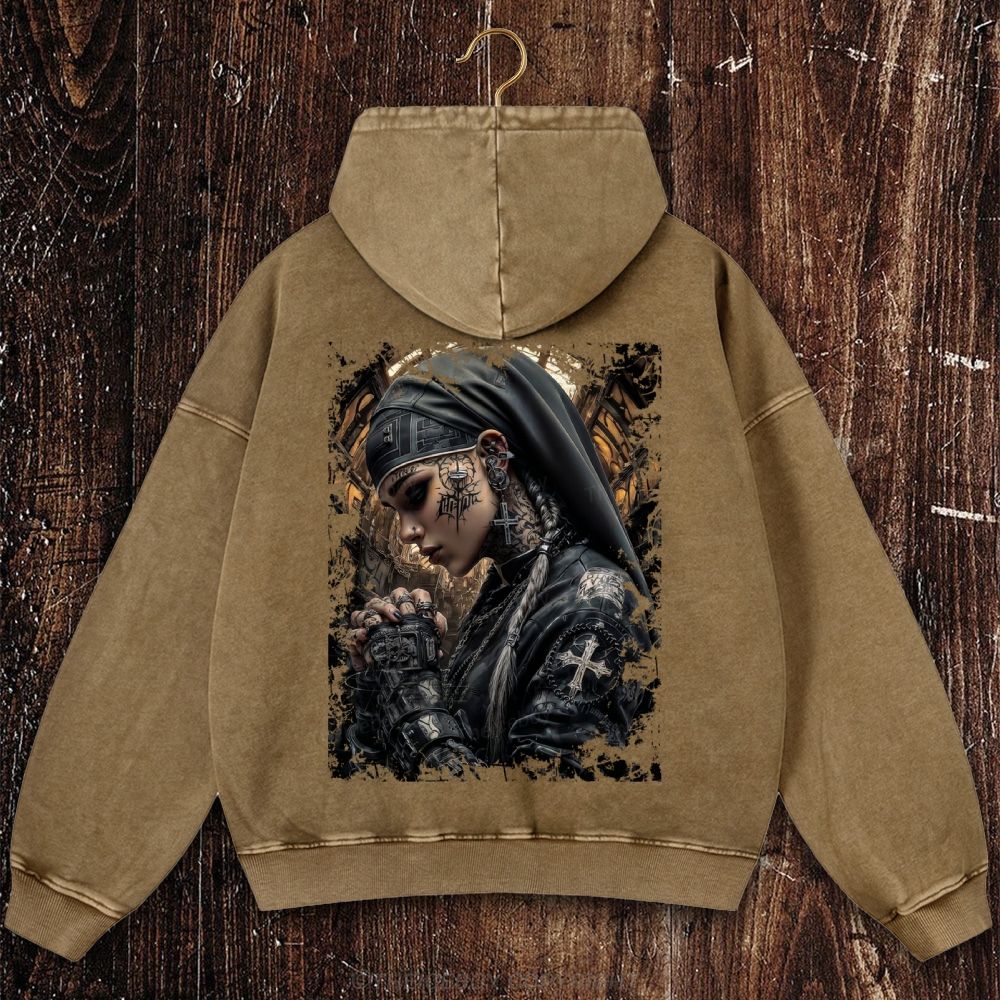 Chrome Cross Christian Washed Hoodie