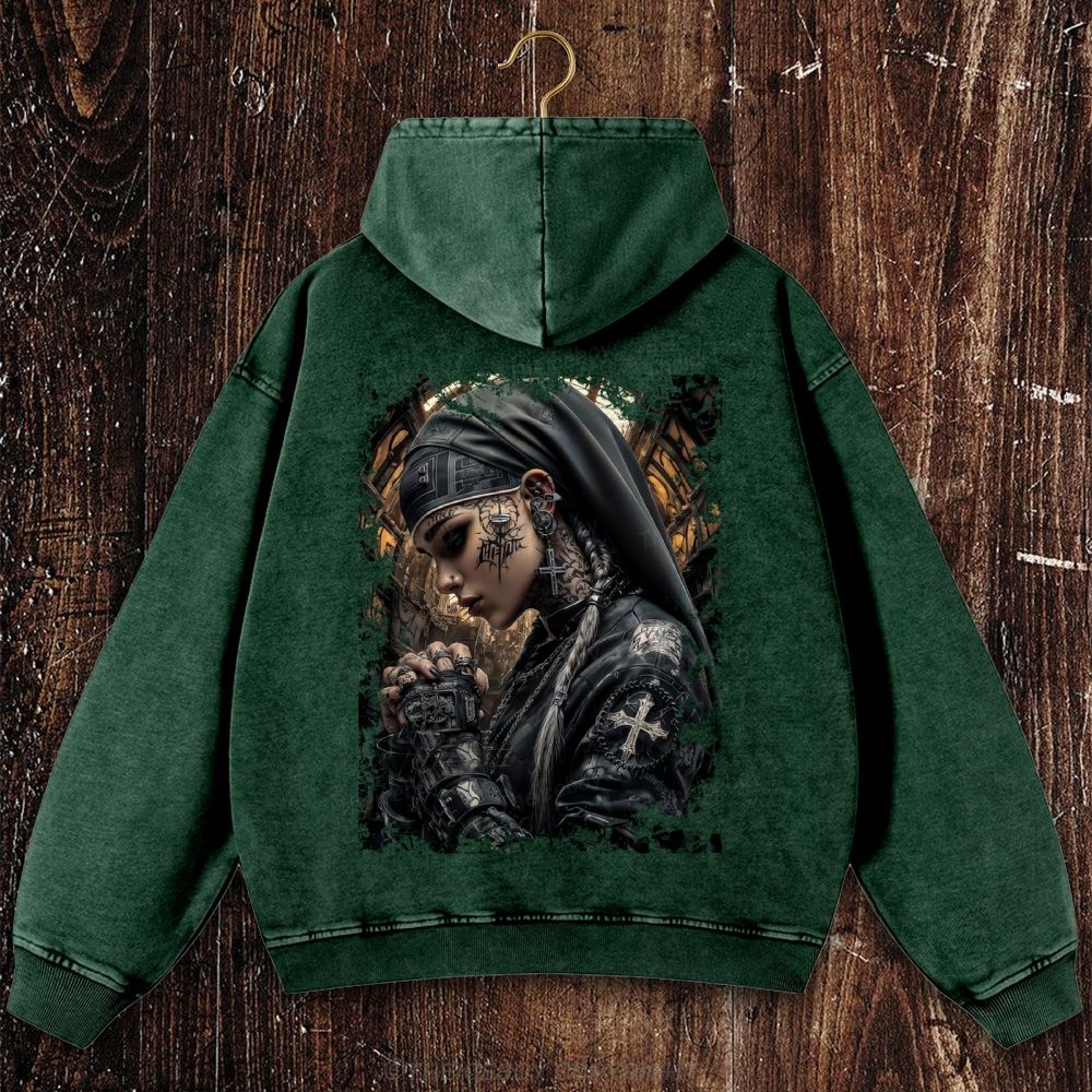 Chrome Cross Christian Washed Hoodie