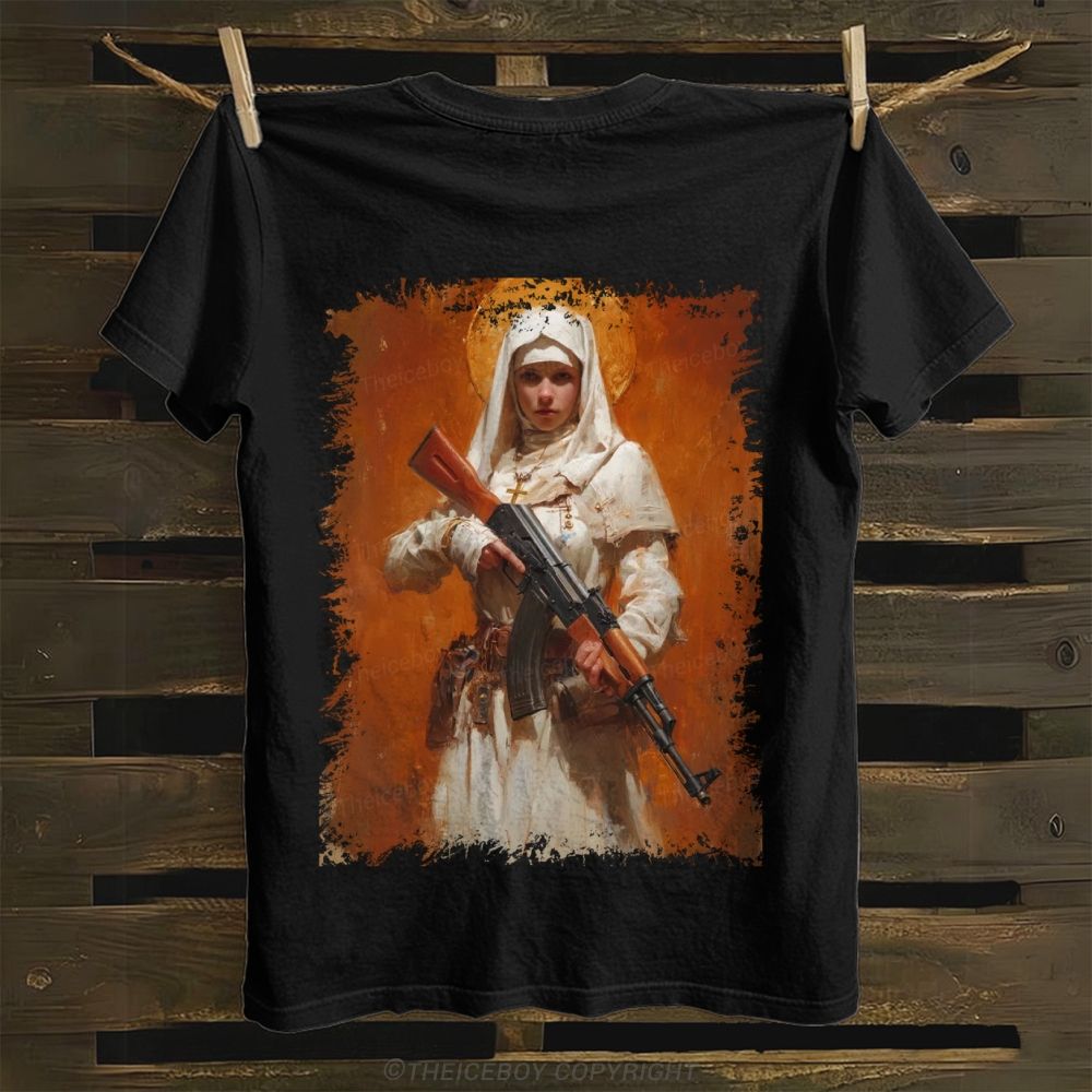 Wednesday Nuns With Guns Cotton T-shirt