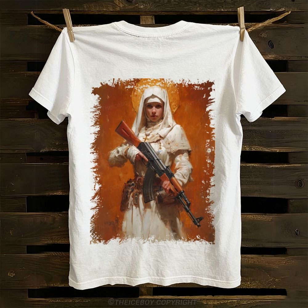 Wednesday Nuns With Guns Cotton T-shirt