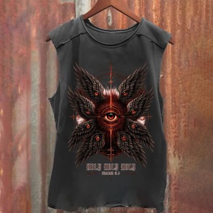 Holy Biblical Seraphim Angel Isaiah 6:3 Washed Tank Top