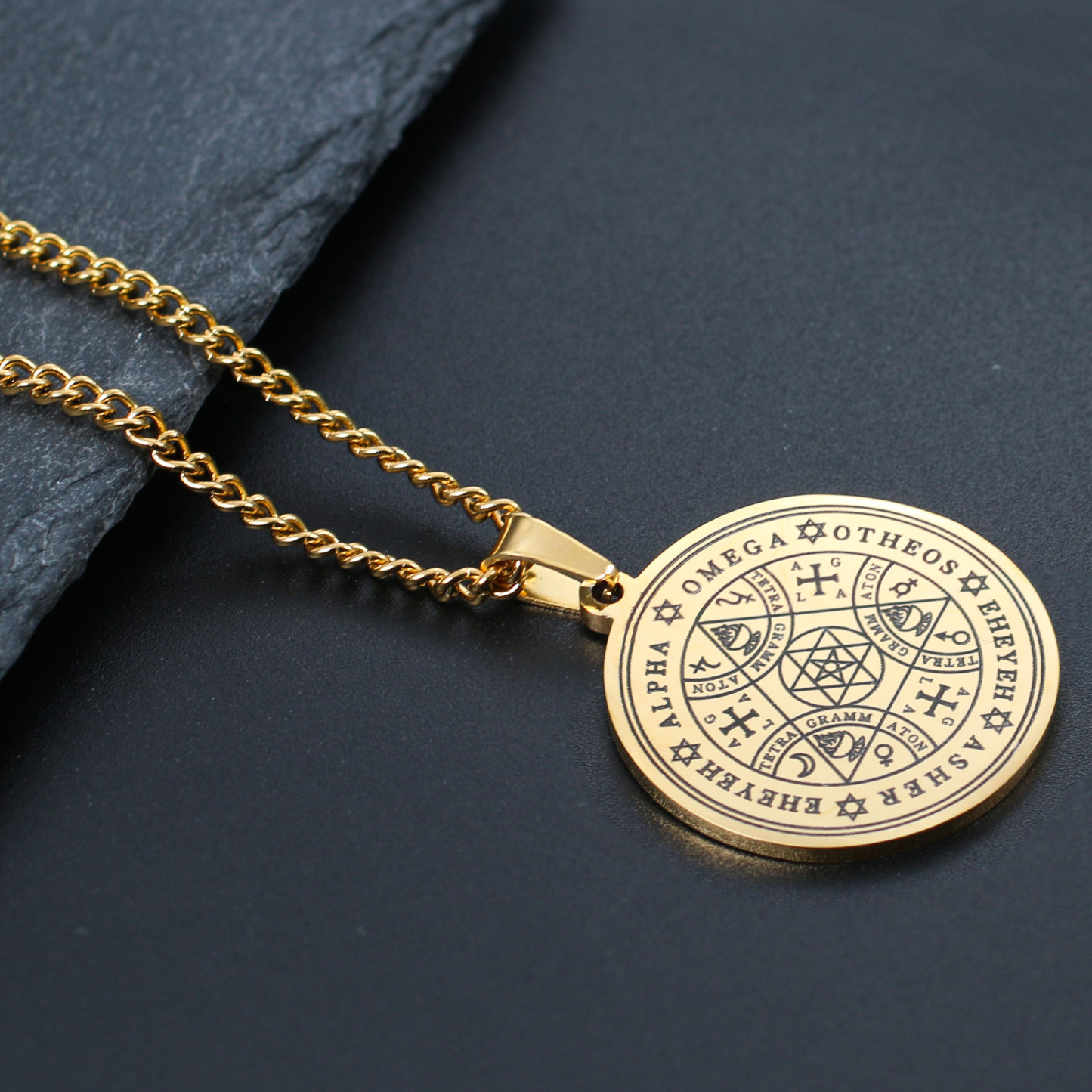 Enochian Angel Magic Amulet Six-pointed Star Silver Necklace