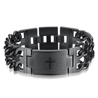 Punk Men's Cross Double Row Silver Denim Chain Bracelet