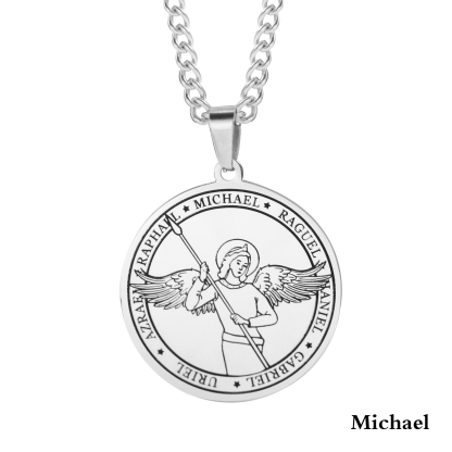 Seven Archangels Medal Titanium Necklace
