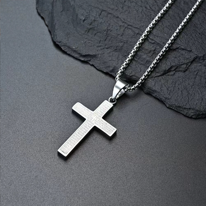 Fashion Christian Bible Prayer Cross Pendant Men's Necklace
