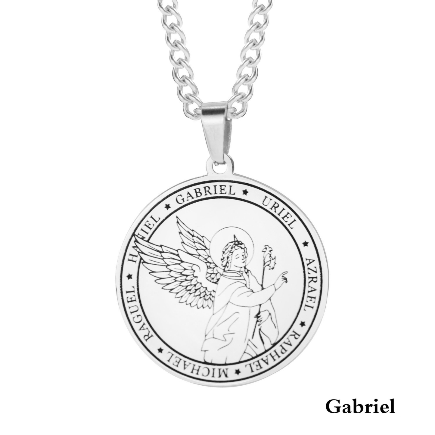 Seven Archangels Medal Titanium Necklace