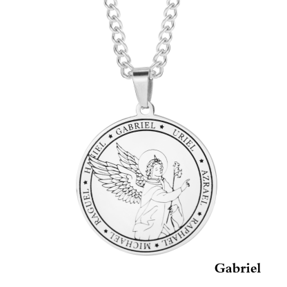 Seven Archangels Medal Titanium Necklace