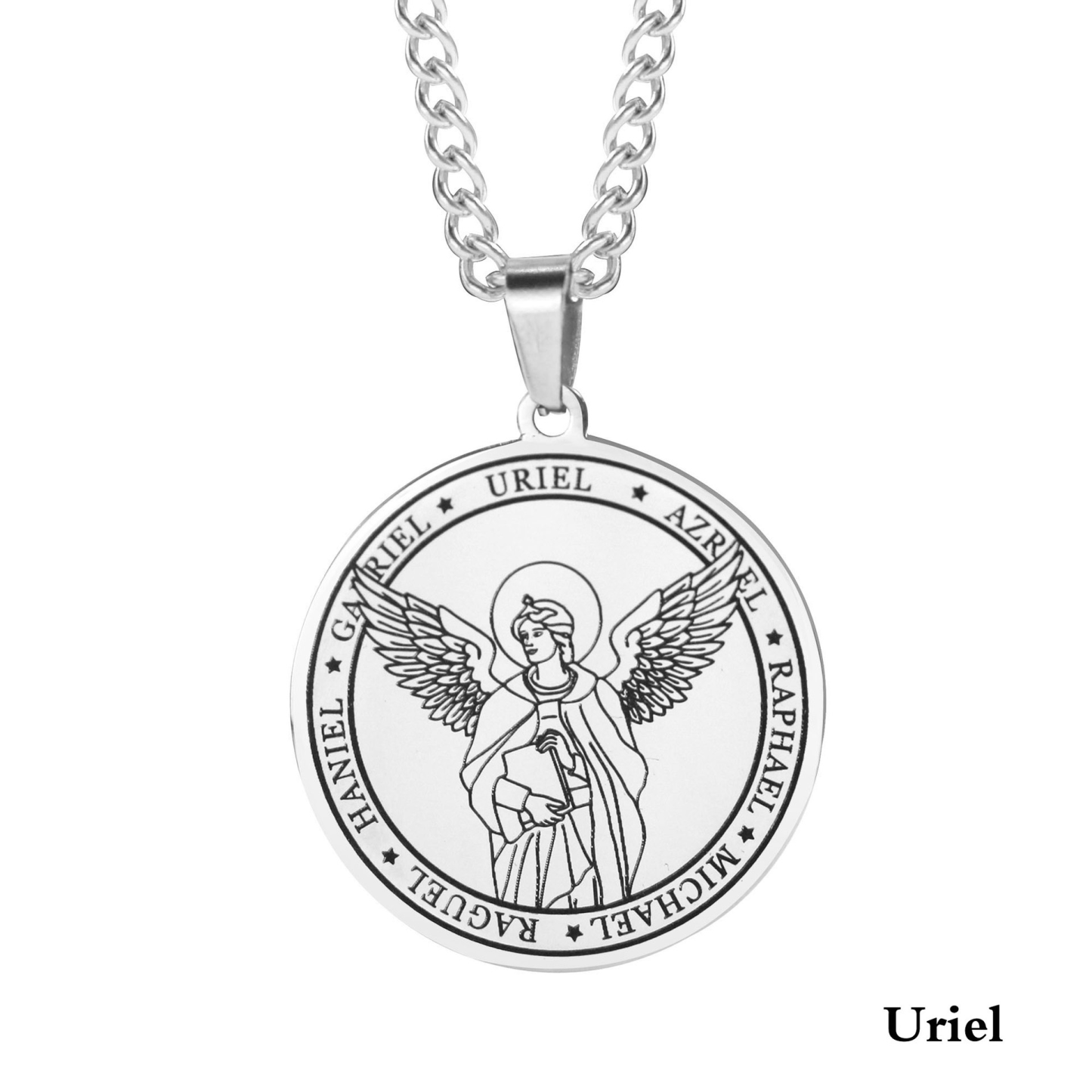 Seven Archangels Medal Titanium Necklace