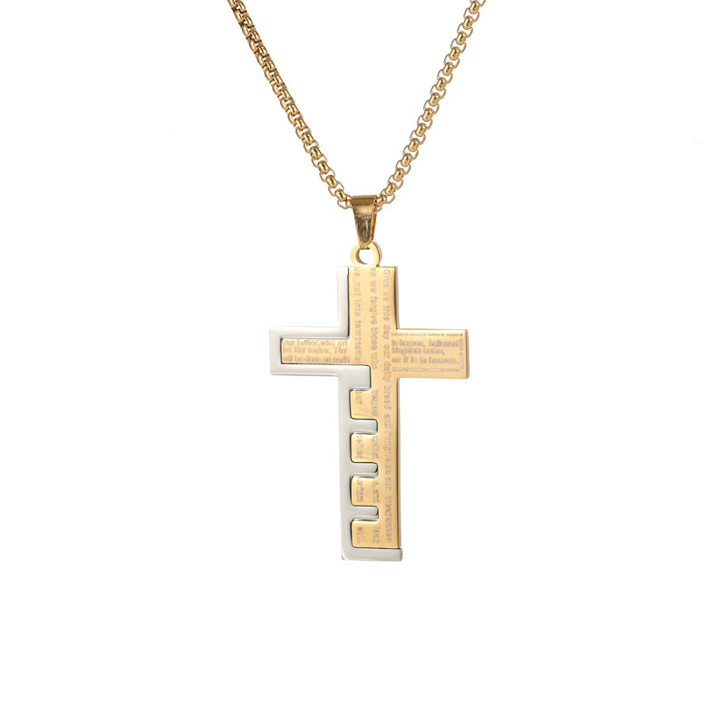 925 Silver Gold Plated Bible Cross Necklace