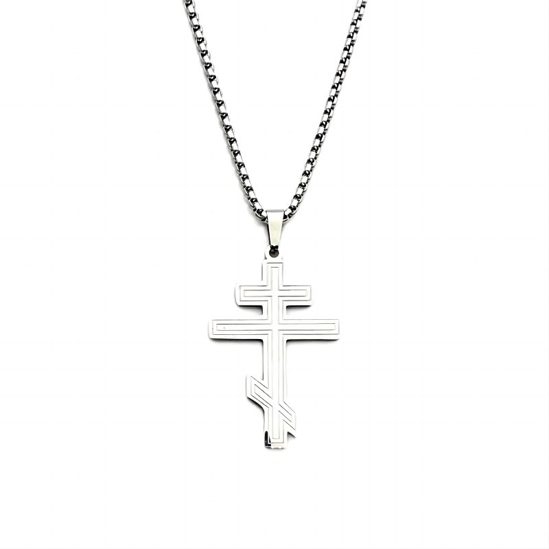 Orthodox Byzantine Titanium Steel Cross Necklace