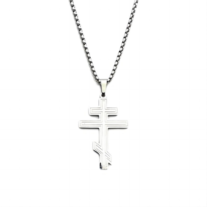 Orthodox Byzantine Titanium Steel Cross Necklace