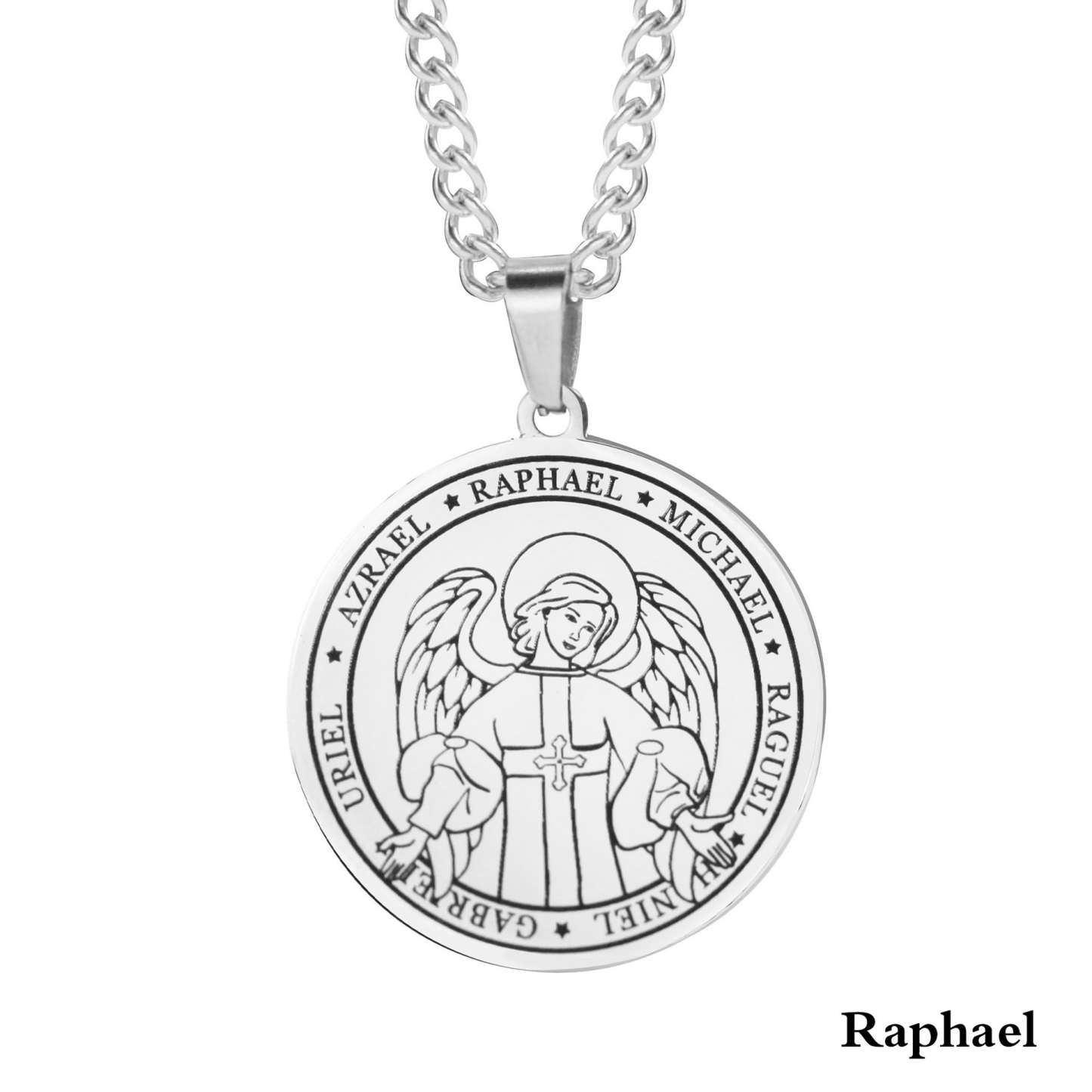 Seven Archangels Medal Titanium Necklace
