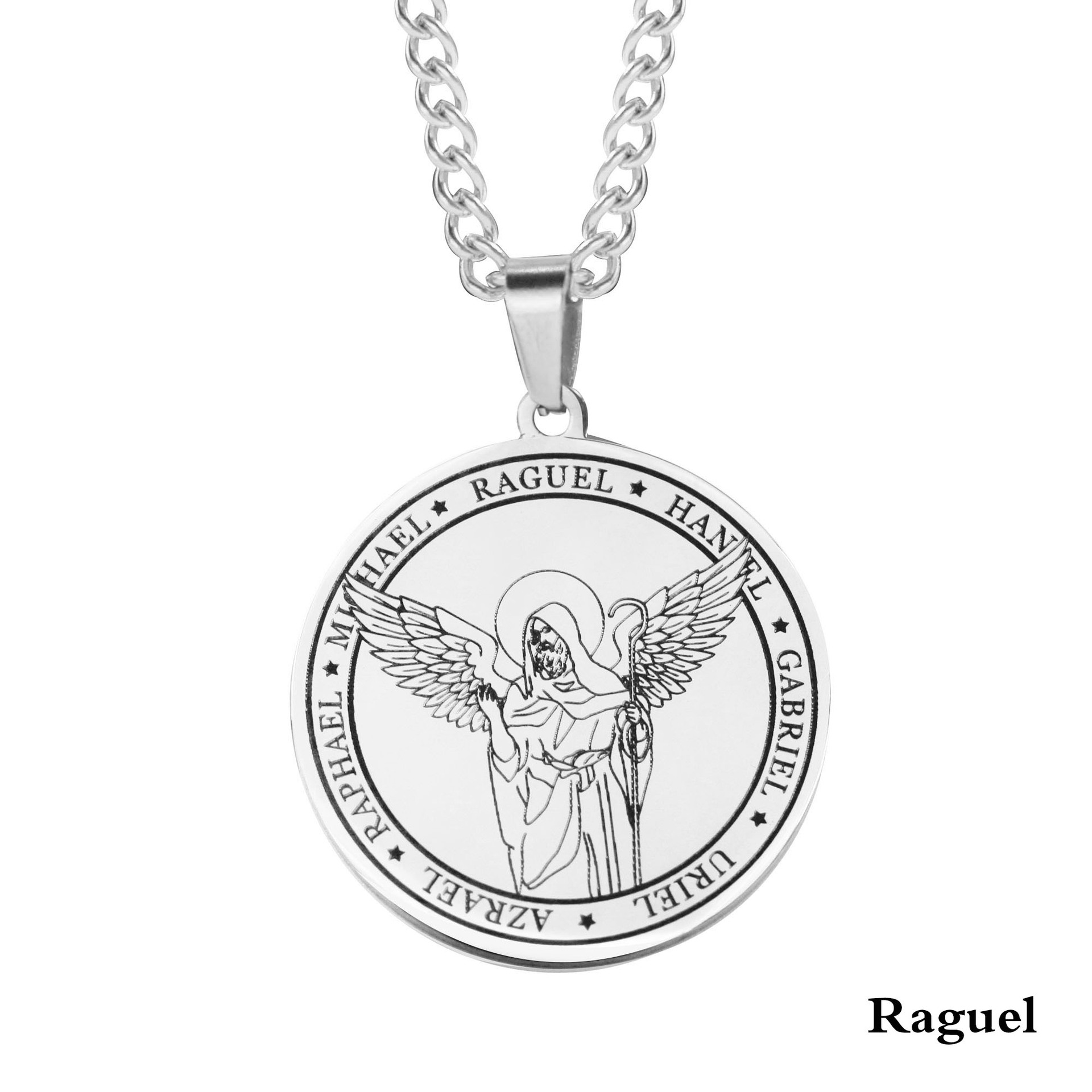 Seven Archangels Medal Titanium Necklace