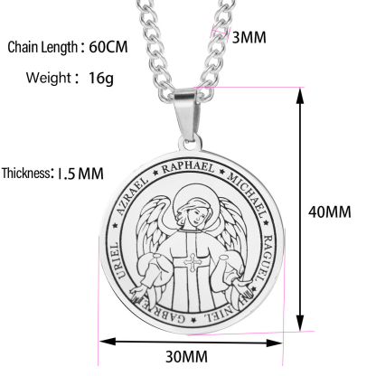 Seven Archangels Medal Titanium Necklace