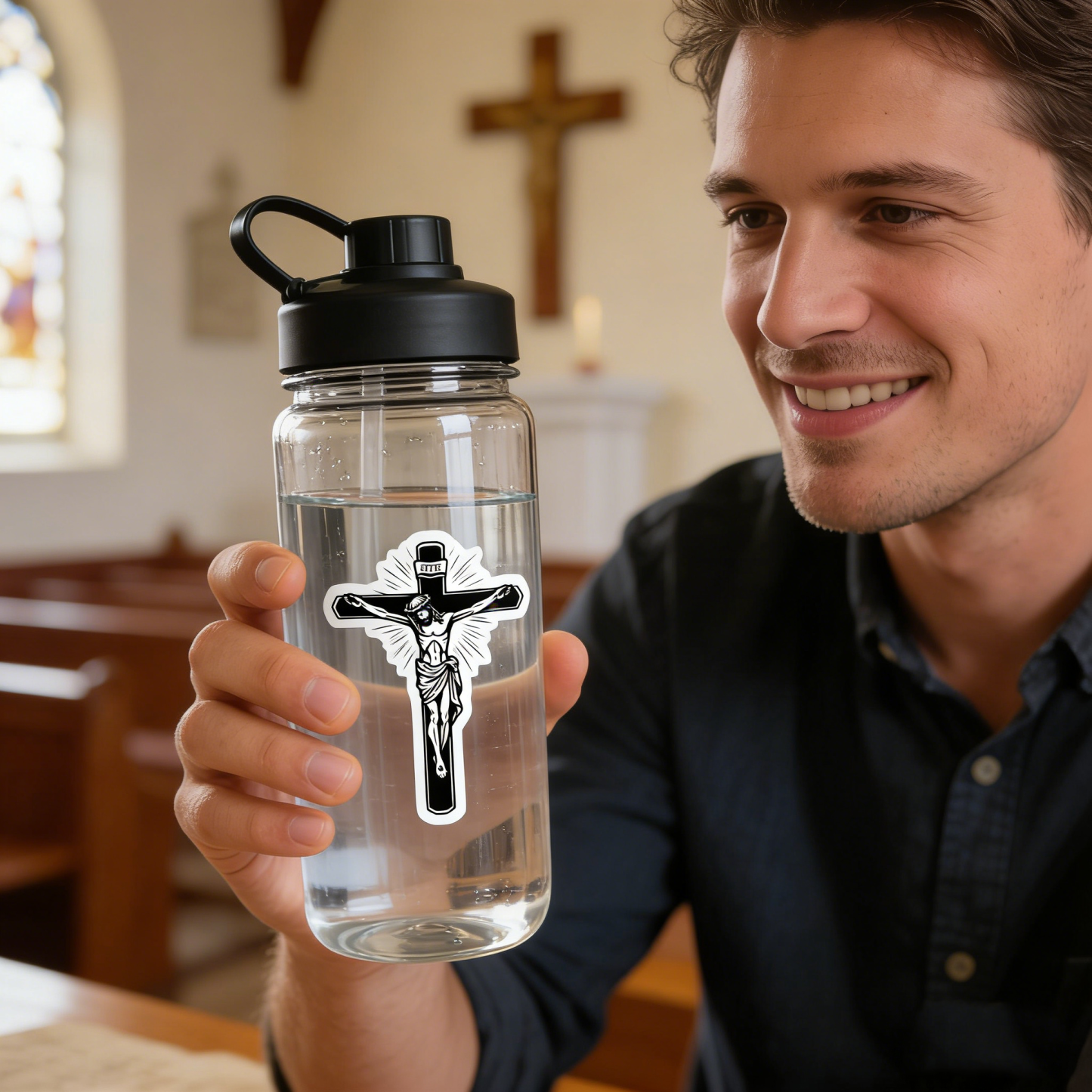 Crucifix Christian Cross Jesus Religious Symbol Catholic Church Sticker