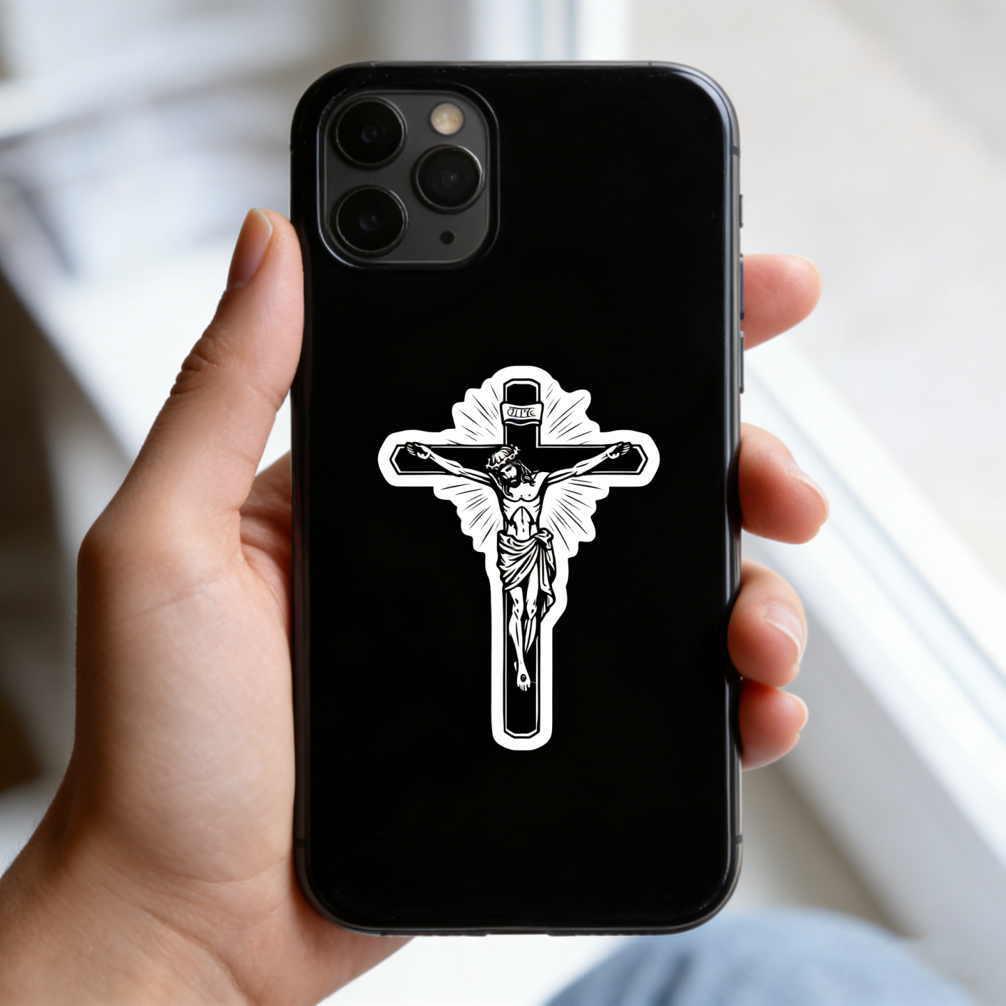 Crucifix Christian Cross Jesus Religious Symbol Catholic Church Sticker