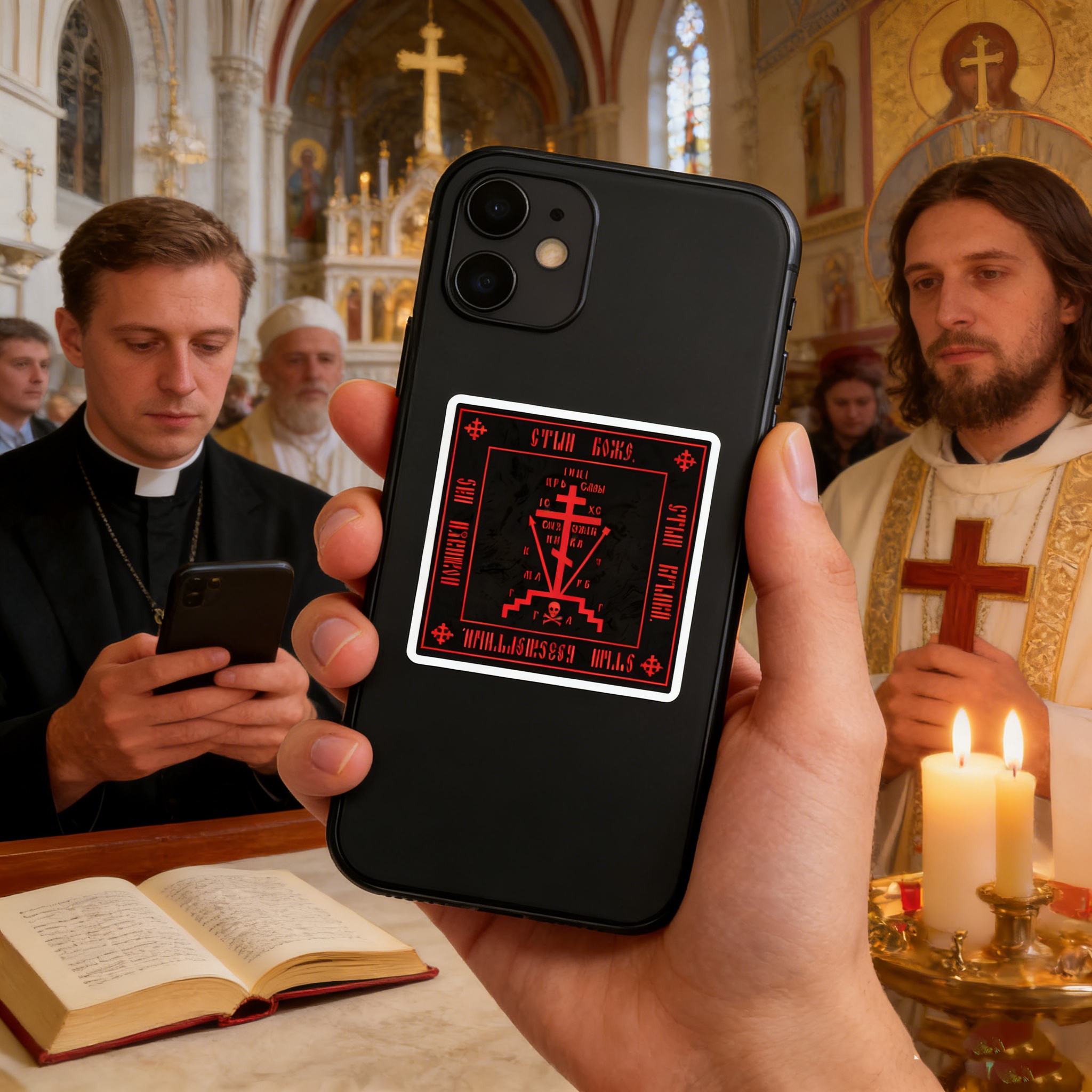 Calvary Cross (Christian Orthodox Monastic Symbol) Sticker