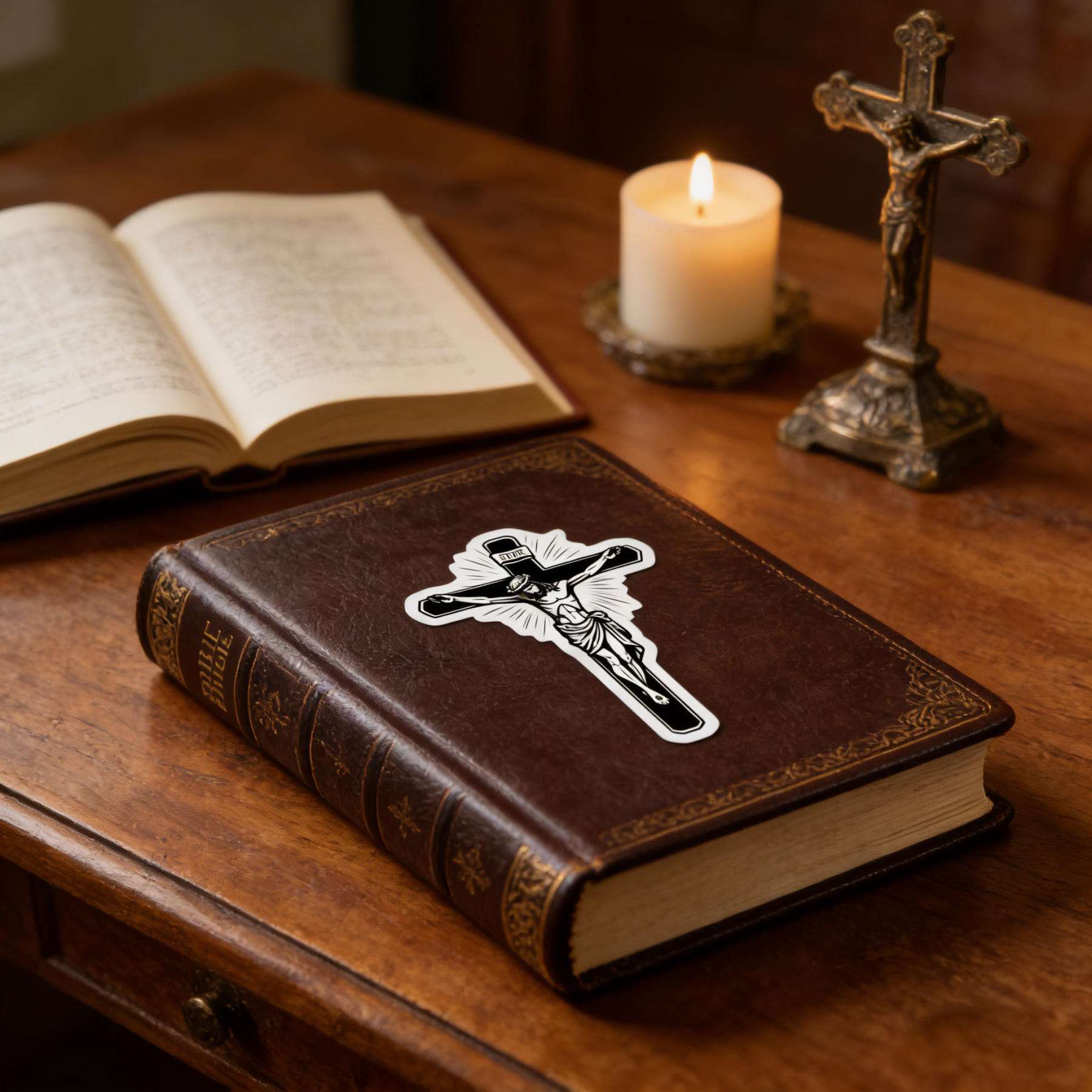 Crucifix Christian Cross Jesus Religious Symbol Catholic Church Sticker