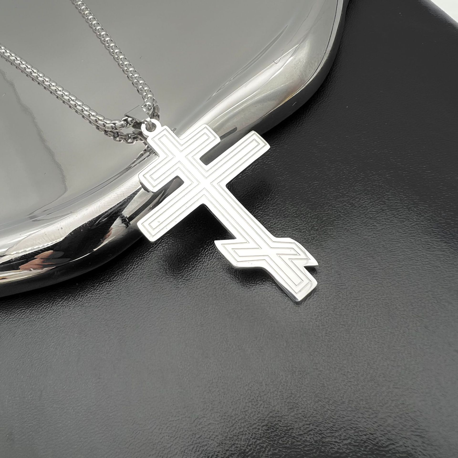 Orthodox Byzantine Titanium Steel Cross Necklace