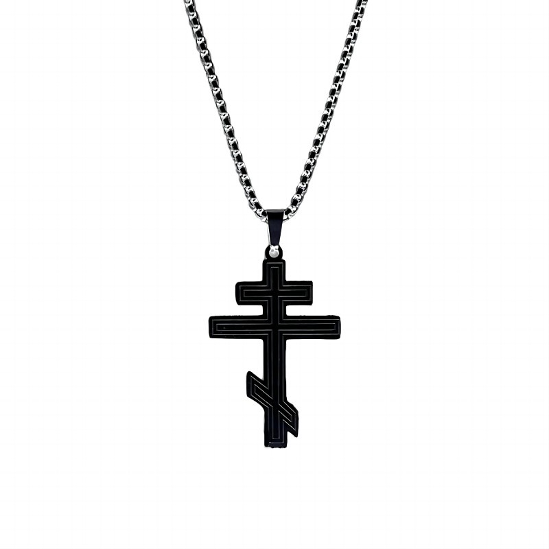 Orthodox Byzantine Titanium Steel Cross Necklace