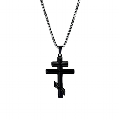 Orthodox Byzantine Titanium Steel Cross Necklace
