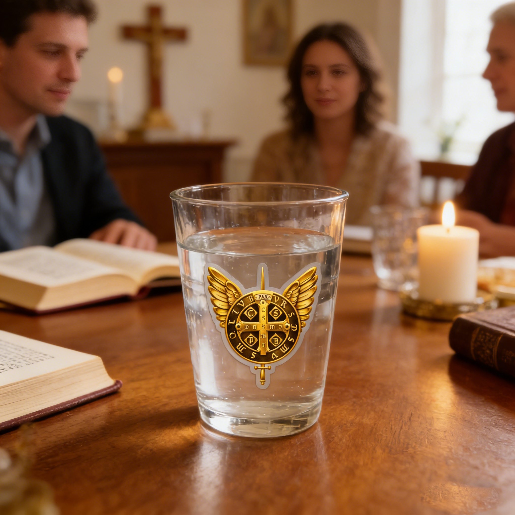 Saint Benedict Medal Winged Cross Catholic Protection Artwork Sticker