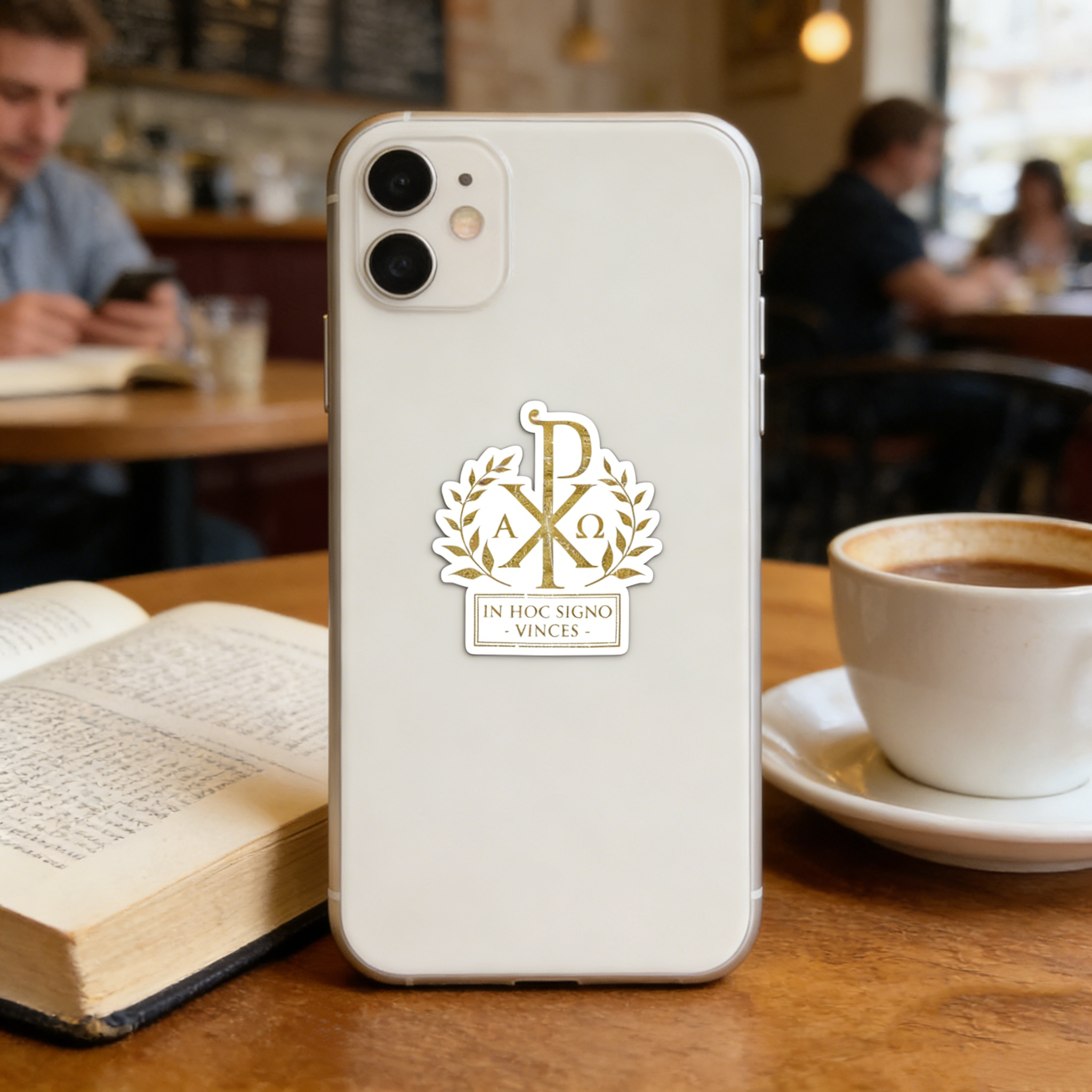 Pax Christi Jesus Christ In hoc signo vinces Chi Rho Sticker