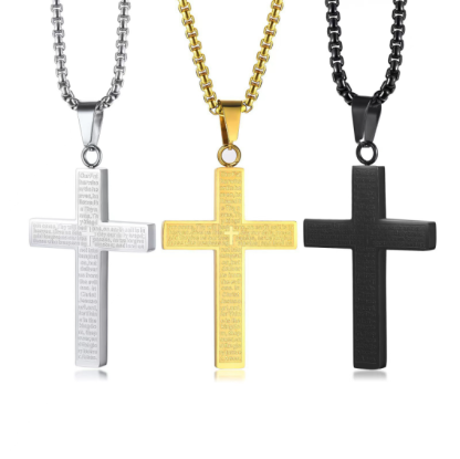 Fashion Christian Bible Prayer Cross Pendant Men's Necklace