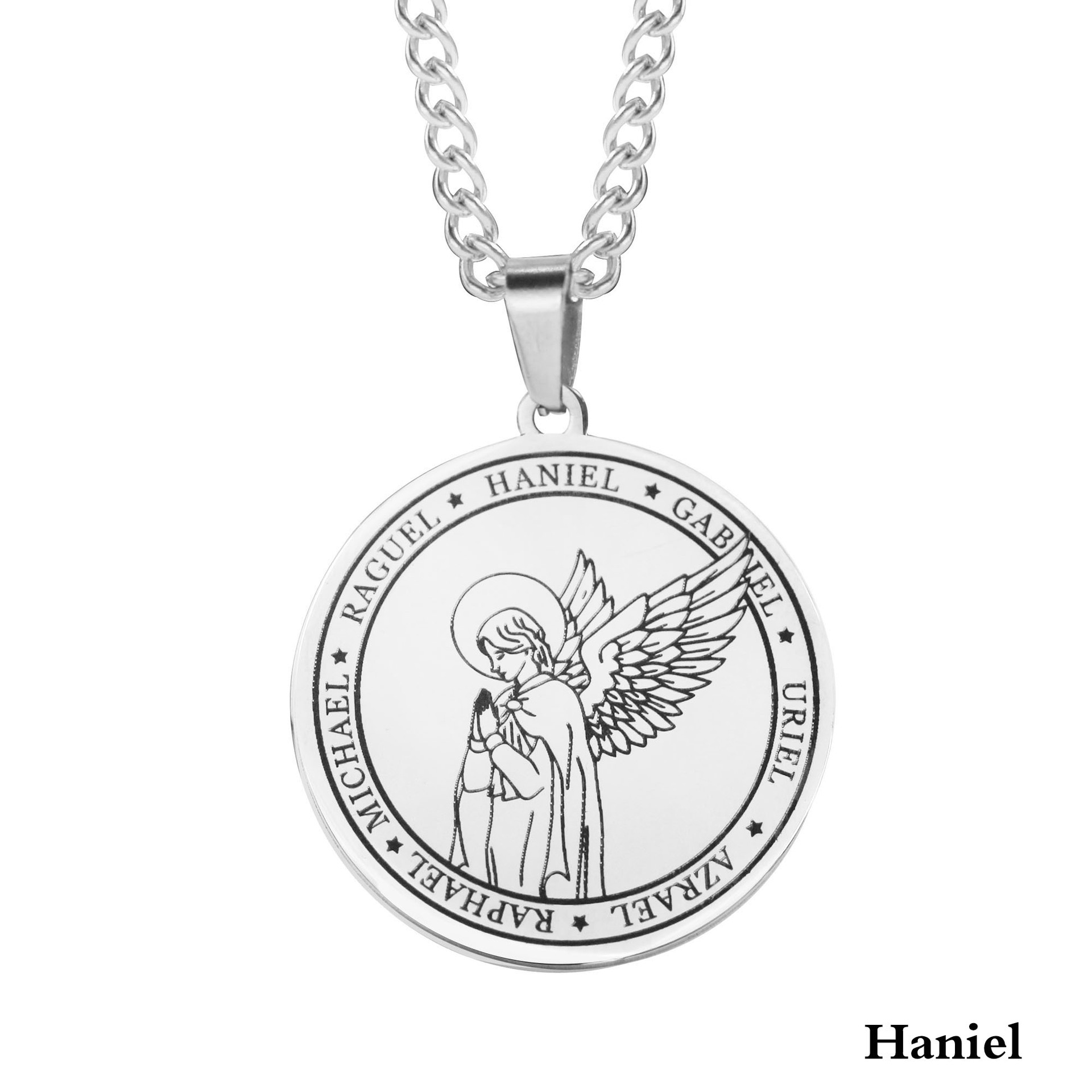 Seven Archangels Medal Titanium Necklace