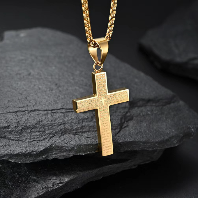 Fashion Christian Bible Prayer Cross Pendant Men's Necklace