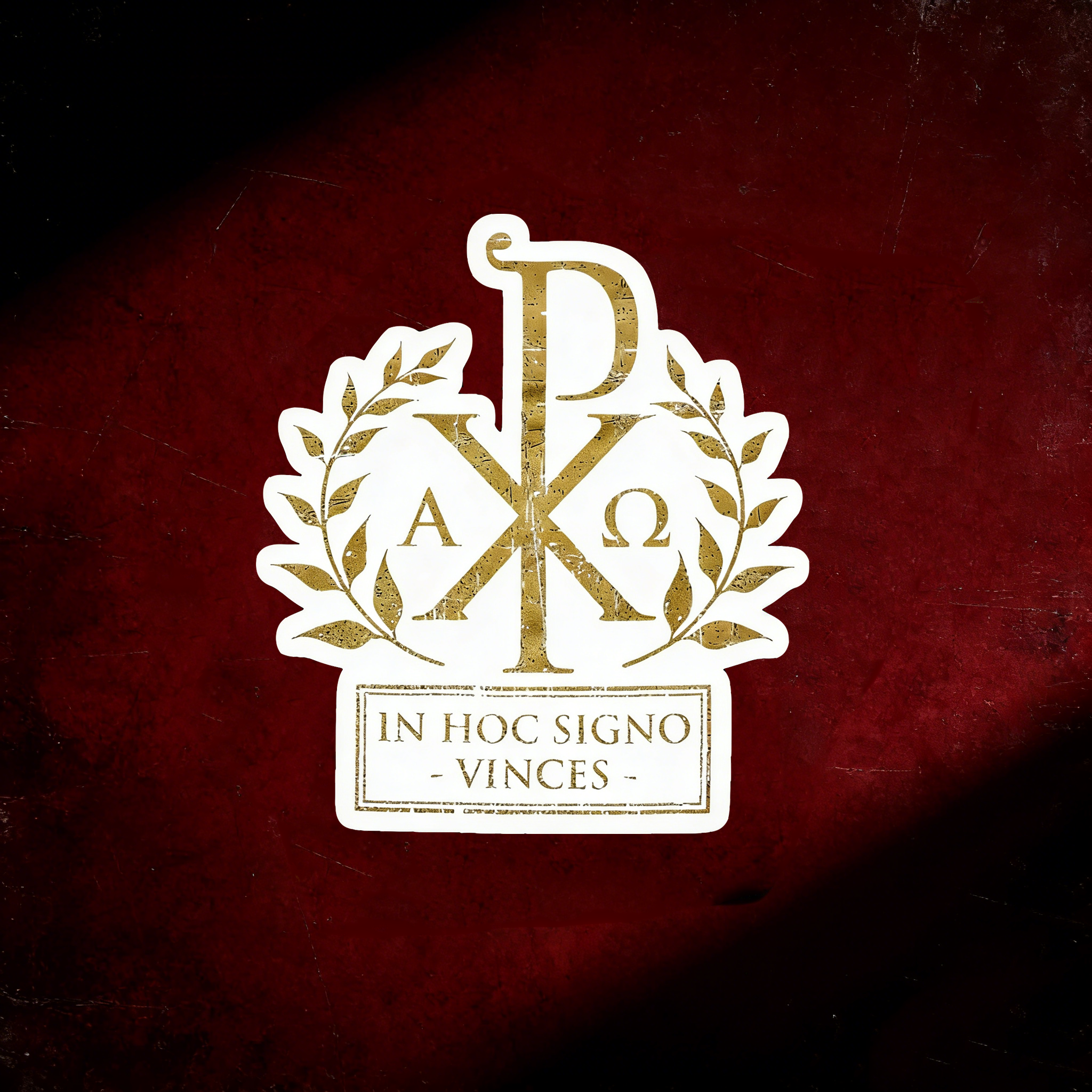 Pax Christi Jesus Christ In hoc signo vinces Chi Rho Sticker