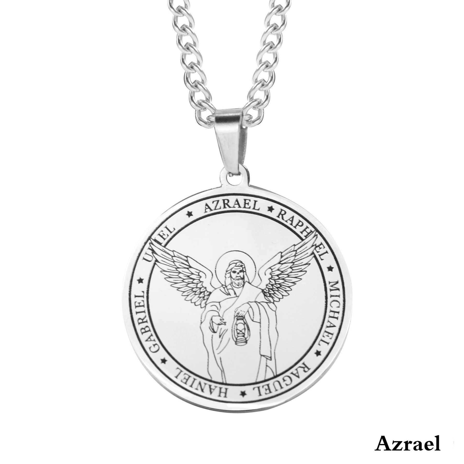 Seven Archangels Medal Titanium Necklace