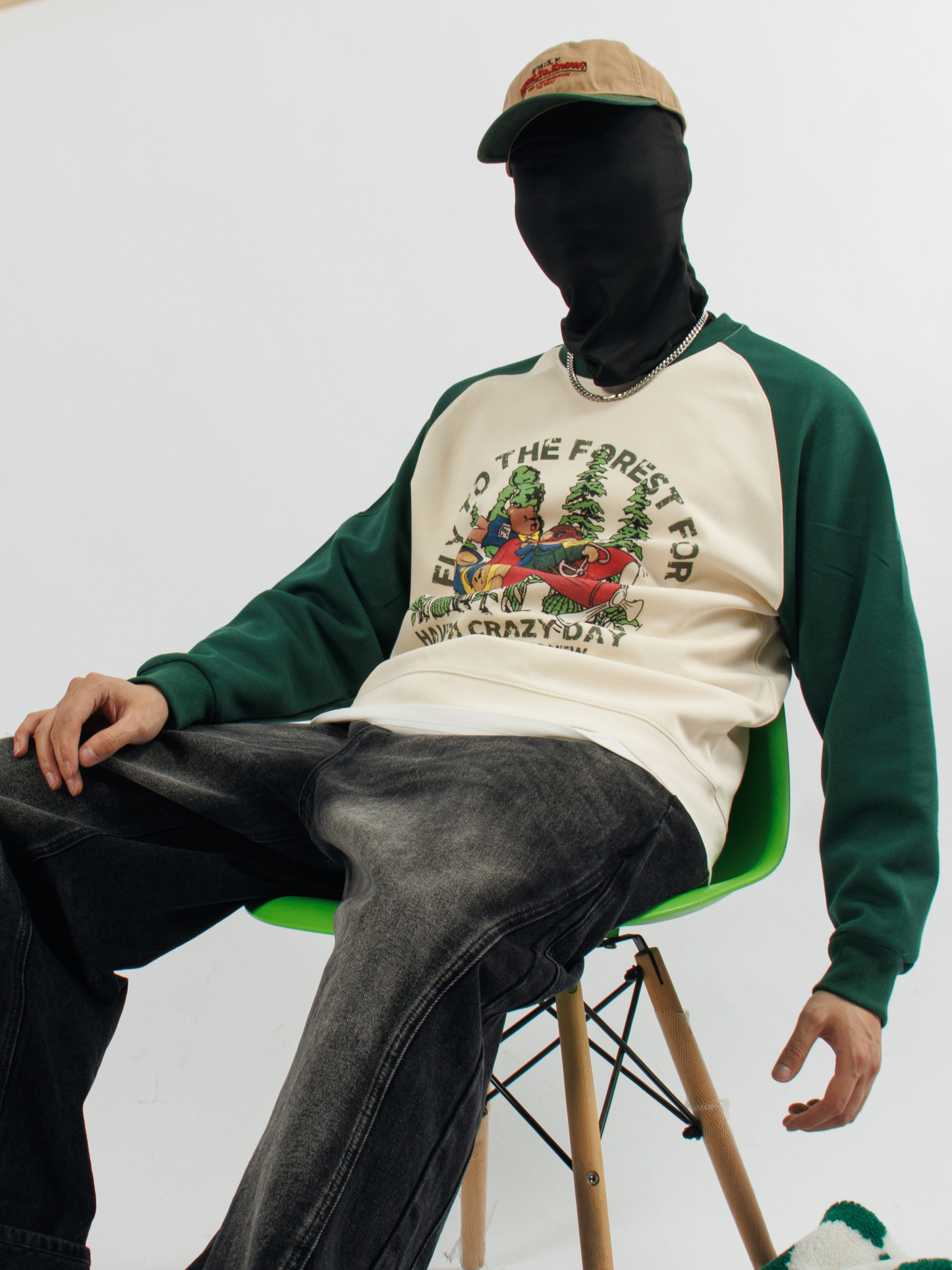 Flying to the Forest Print Long Sleeve Cotton T-Shirt