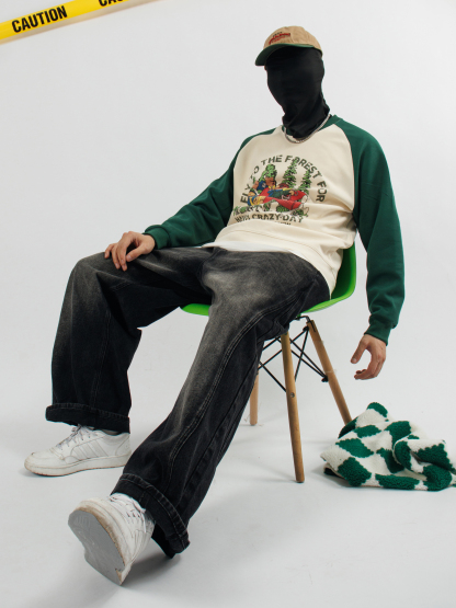 Flying to the Forest Print Long Sleeve Cotton T-Shirt