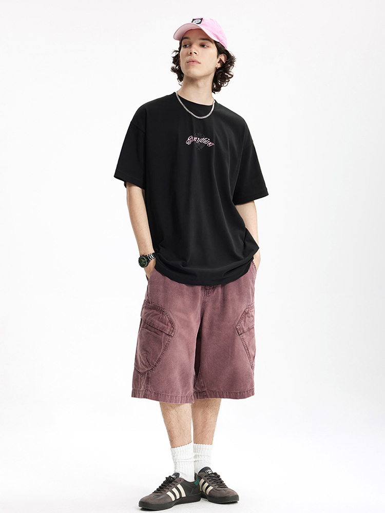 Bat Sleeve Print Street Cotton Loose Short sleeve Top T-shirt