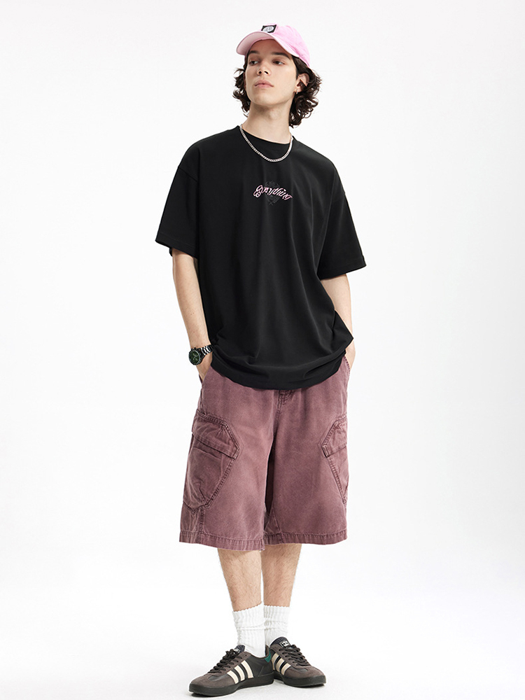 Bat Sleeve Print Street Cotton Loose Short sleeve Top T-shirt