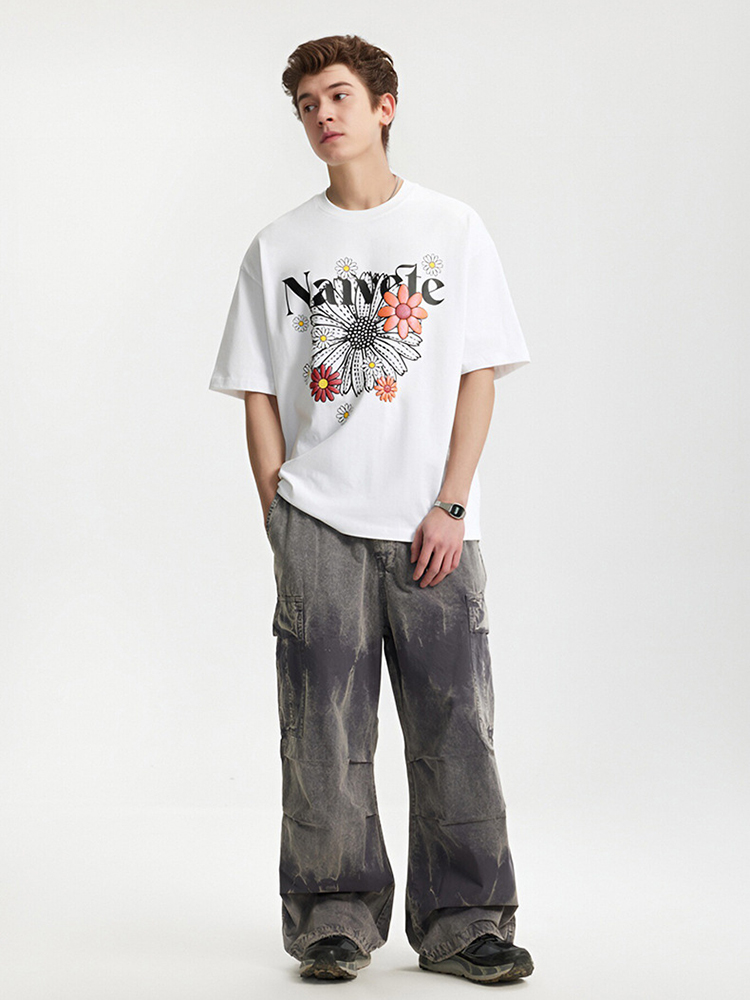 Colorful Bubble Daisy Print Street Loose Short Sleeve T-shirt