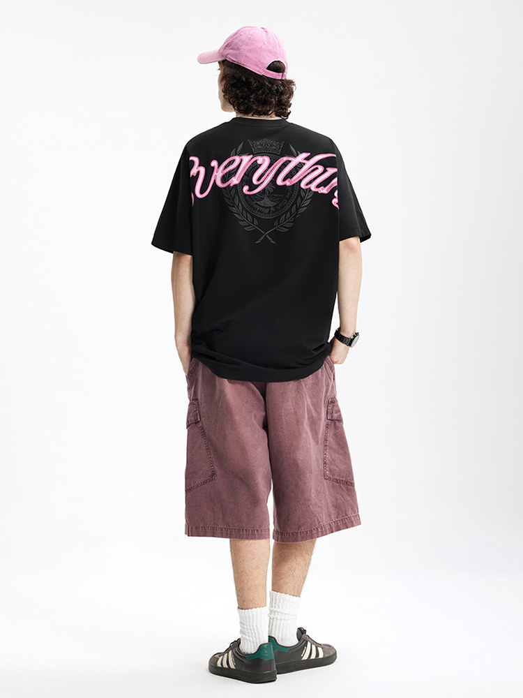 Bat Sleeve Print Street Cotton Loose Short sleeve Top T-shirt