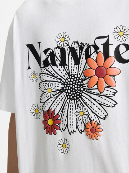 Colorful Bubble Daisy Print Street Loose Short Sleeve T-shirt