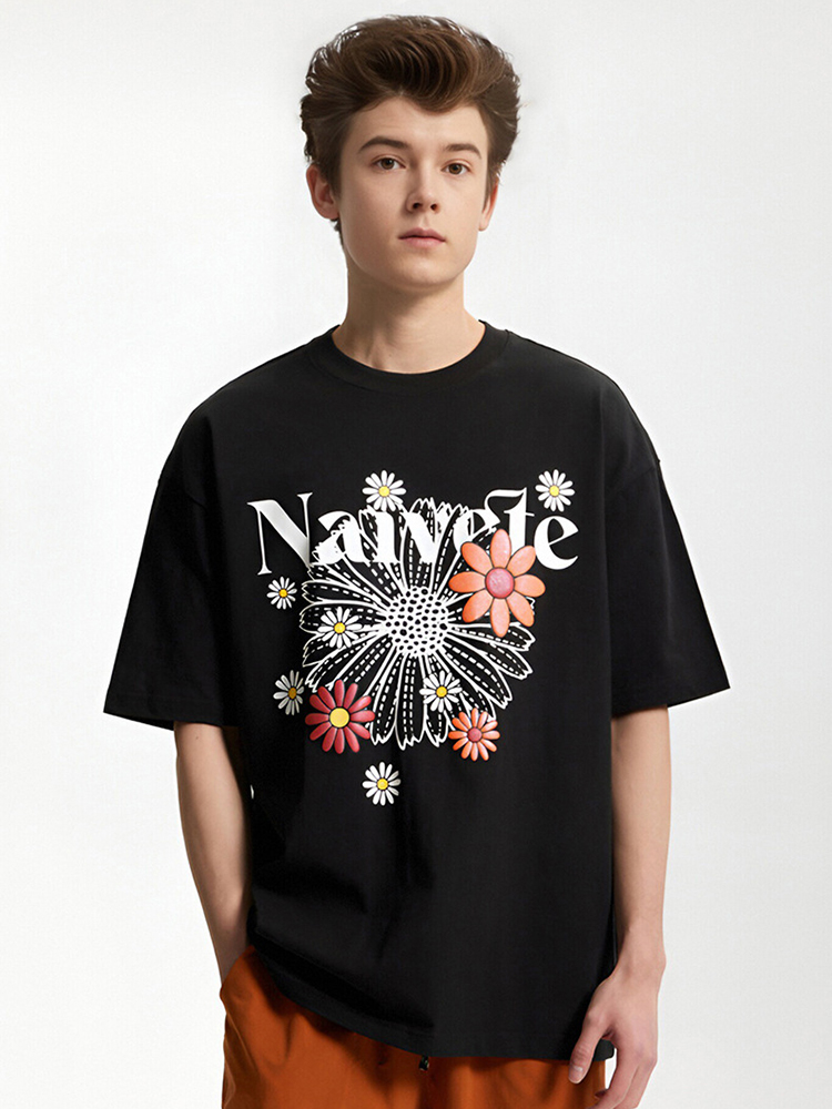 Colorful Bubble Daisy Print Street Loose Short Sleeve T-shirt