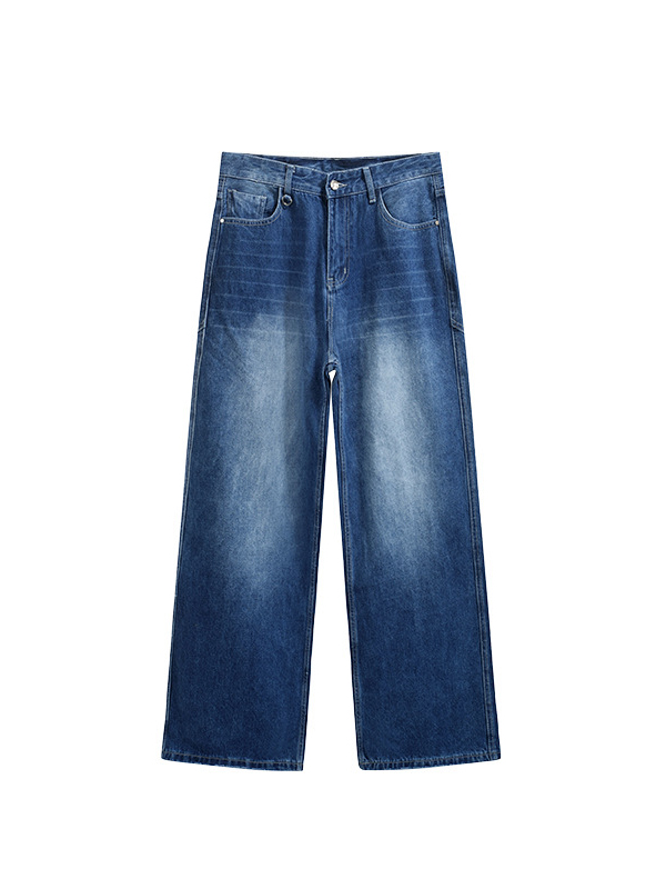 3D Cutting Washed Jeans Street Loose Casual Pants