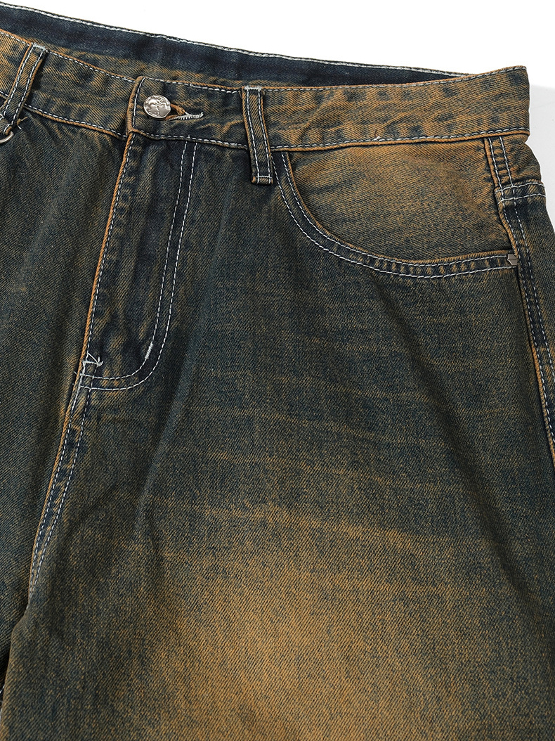 3D Cutting Washed Jeans Street Loose Casual Pants