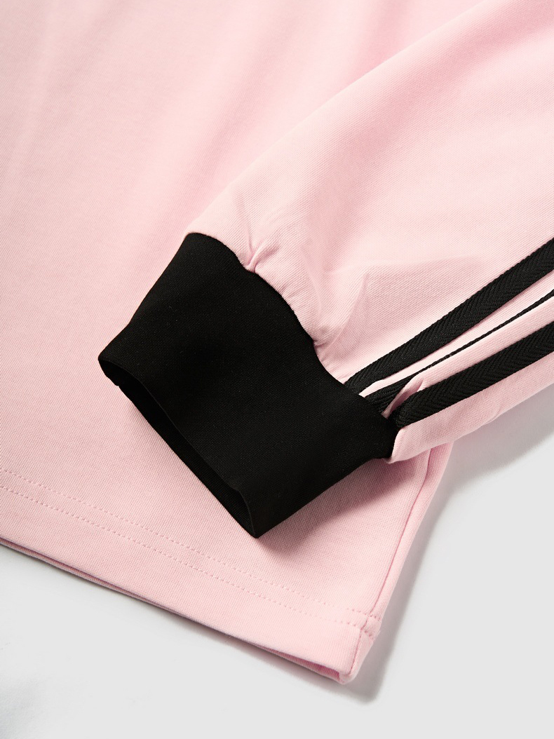 Lapel long-sleeved retro sports style T-shirt