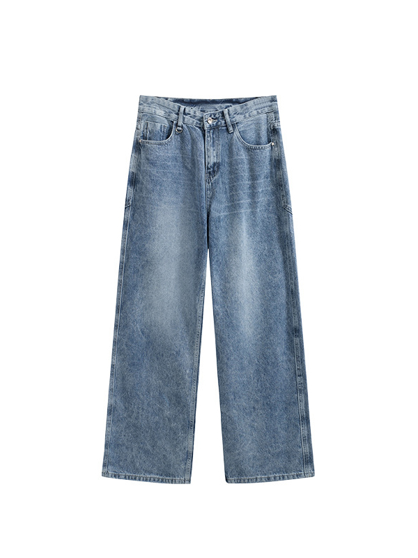 3D Cutting Washed Jeans Street Loose Casual Pants