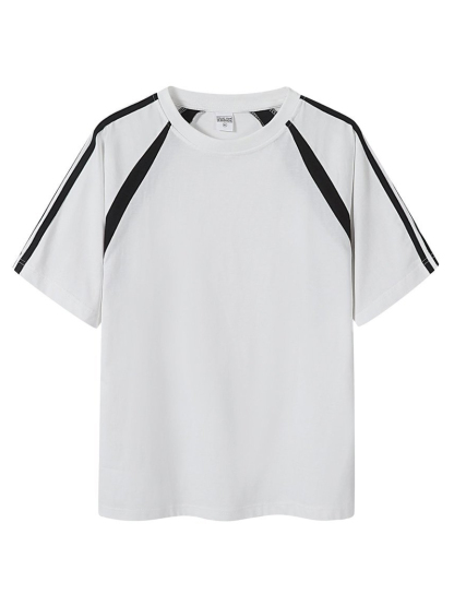 Retro Heavyweight Color Block Cotton Raglan T-shirt