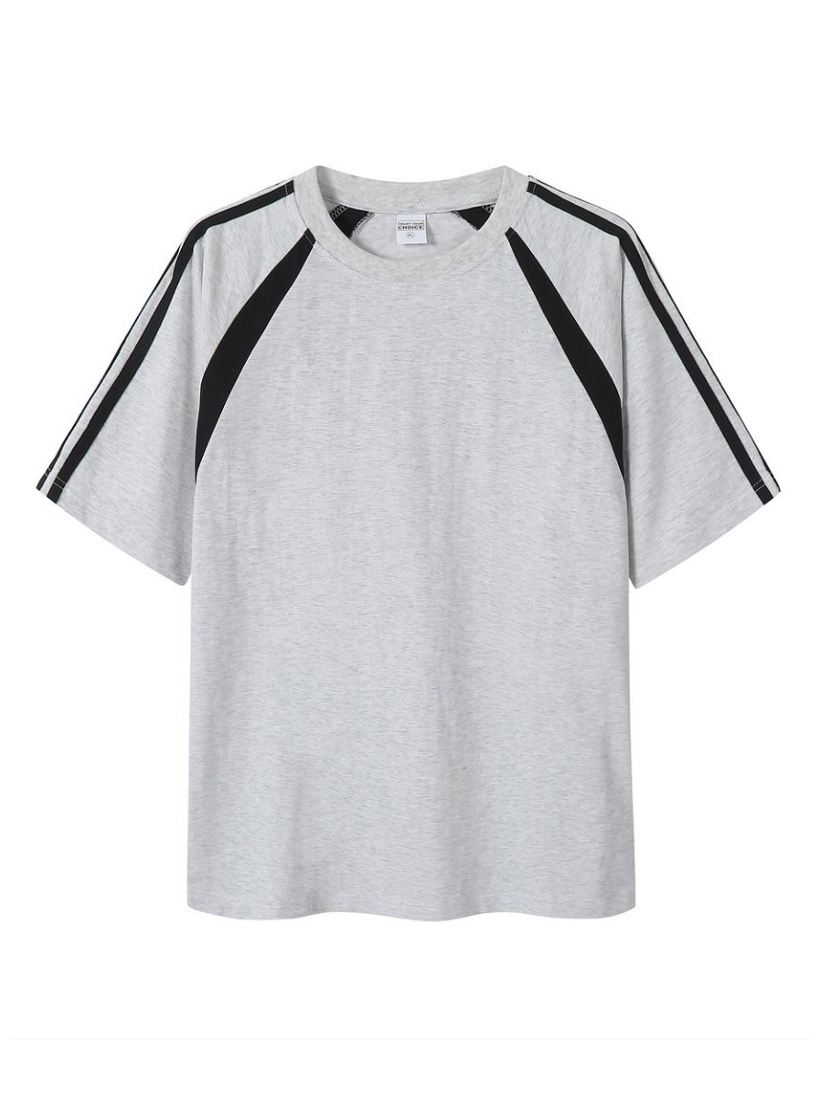 Retro Heavyweight Color Block Cotton Raglan T-shirt