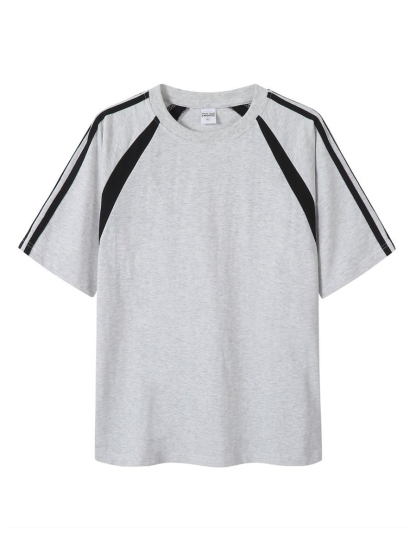 Retro Heavyweight Color Block Cotton Raglan T-shirt