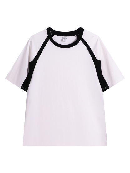 Retro Heavy Raglan Slash Short-Sleeve T-Shirt